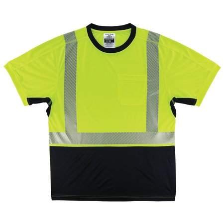GLOWEAR BY ERGODYNE 2XL Lime Performance Hi-Vis T-Shirt Black Bottom 8283BK